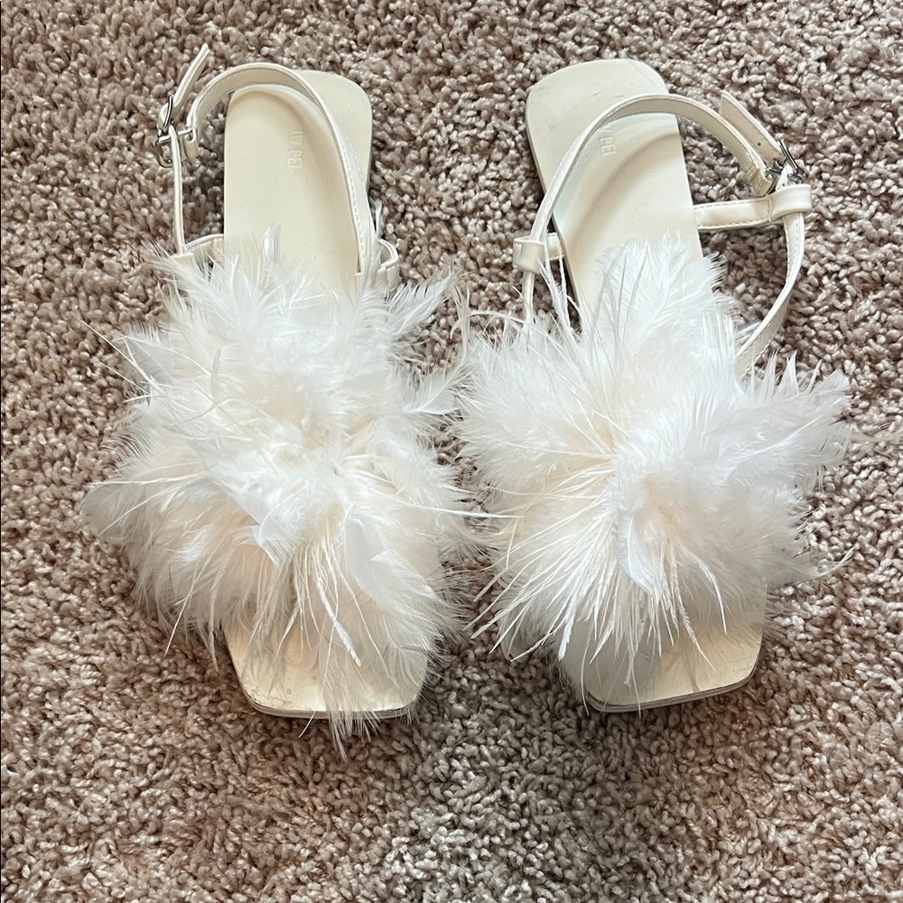 JW PEI white feather sandals